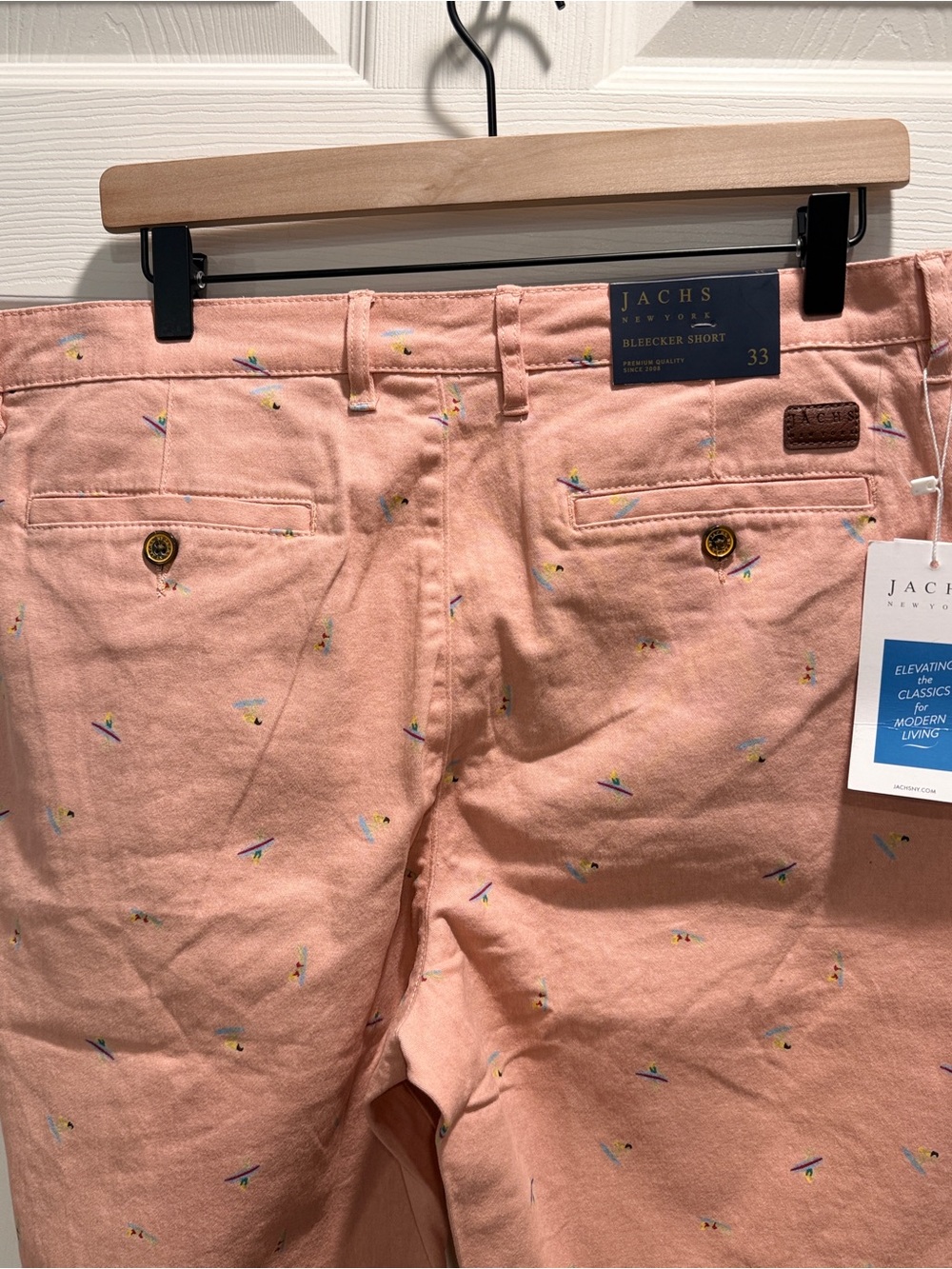 NWT JACHS New York Bleecker Shorts Men’s Size 33 Pink Surfboard Print - Picture 6 of 11